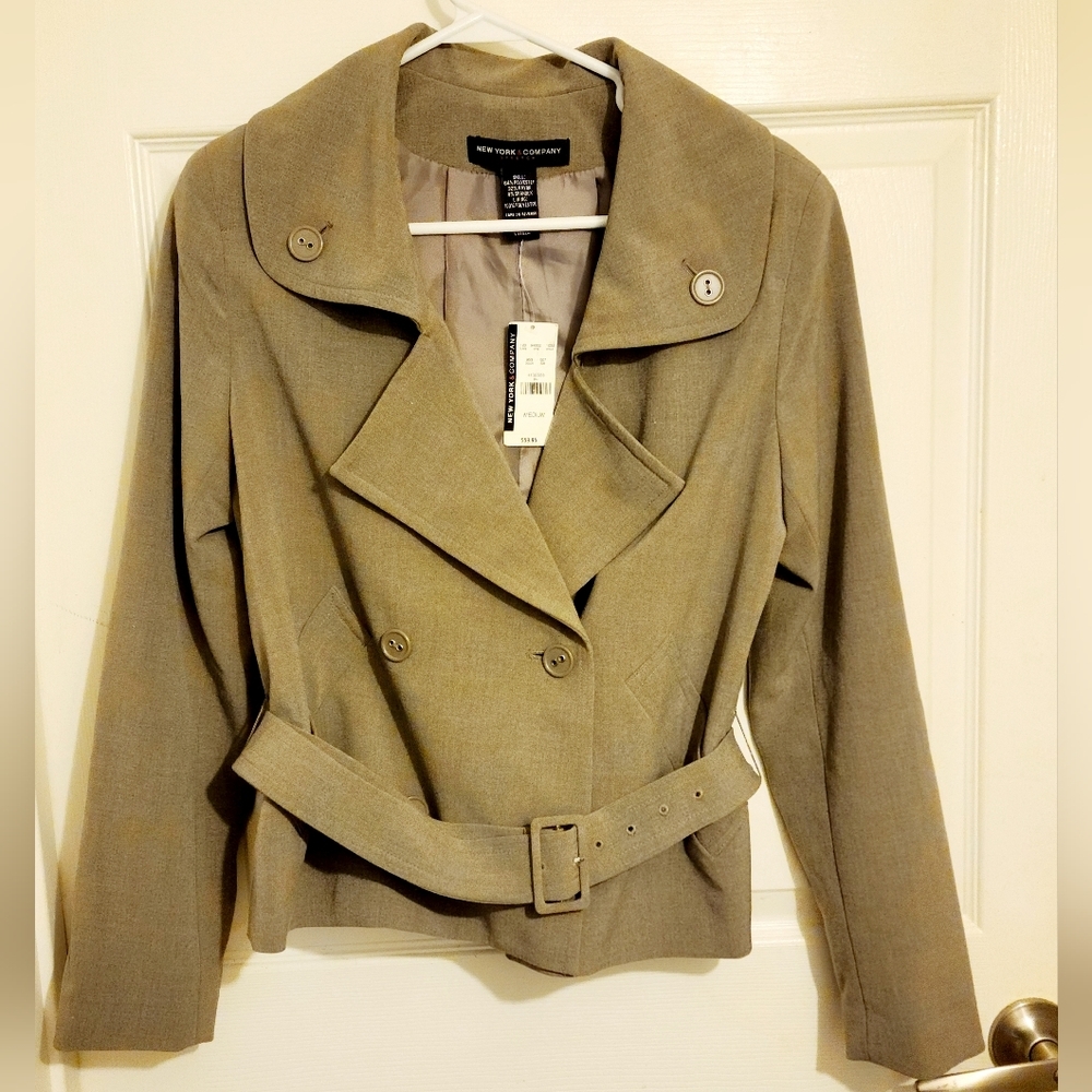 New York & Company Grey Belted Jacket, Sz M, NWT